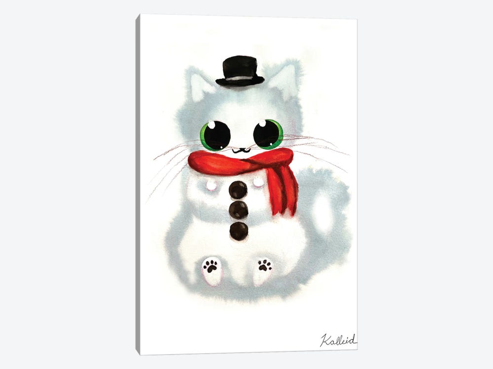 Snowman Cat by Kalleidoscape Design 1-piece Canvas Art Print