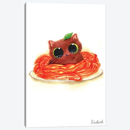 Spaghetti Kitty Canvas Print #KHK102} by Kalleidoscape Design Canvas Print