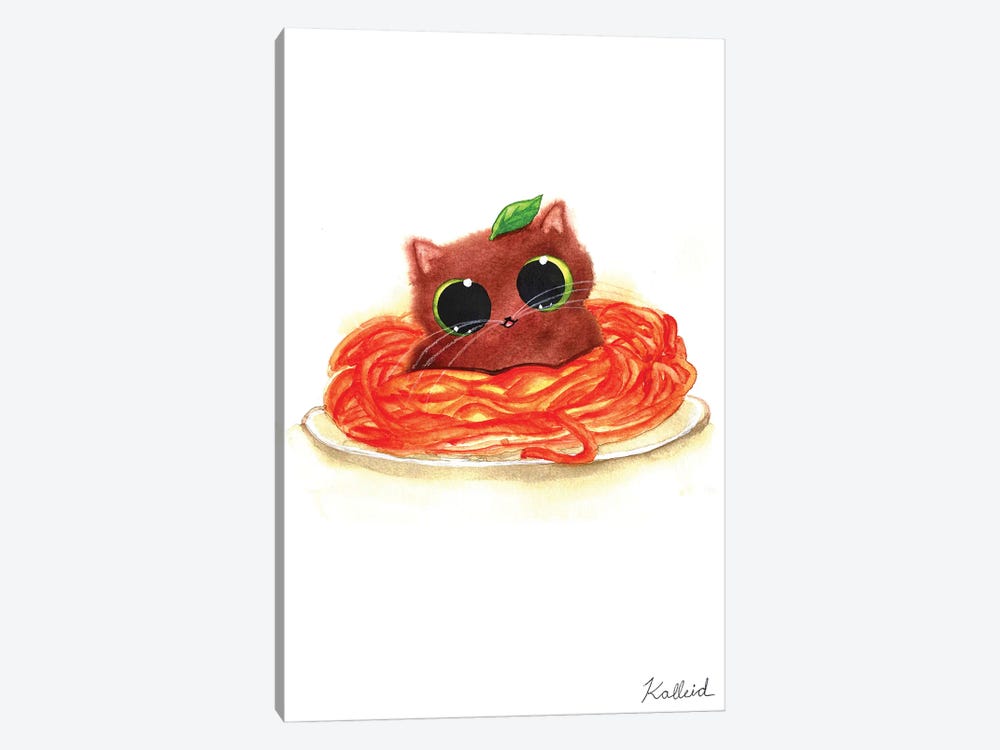 Spaghetti Kitty by Kalleidoscape Design 1-piece Canvas Art