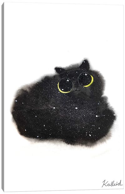 Sparkly Black Cat Canvas Art Print - Friendly Mythical Creatures