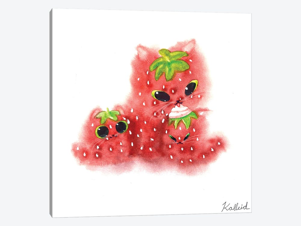 Strawberry Kitties 1-piece Canvas Art