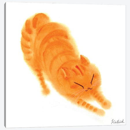 Stretchy Orange Cat Canvas Print #KHK107} by Kalleidoscape Design Canvas Artwork