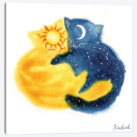 Sun Moon Kitties Canvas Print #KHK108} by Kalleidoscape Design Canvas Print