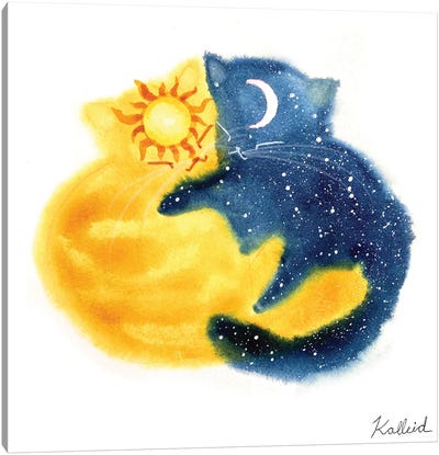 Sun Moon Kitties Canvas Art Print - Kalleidoscape Design