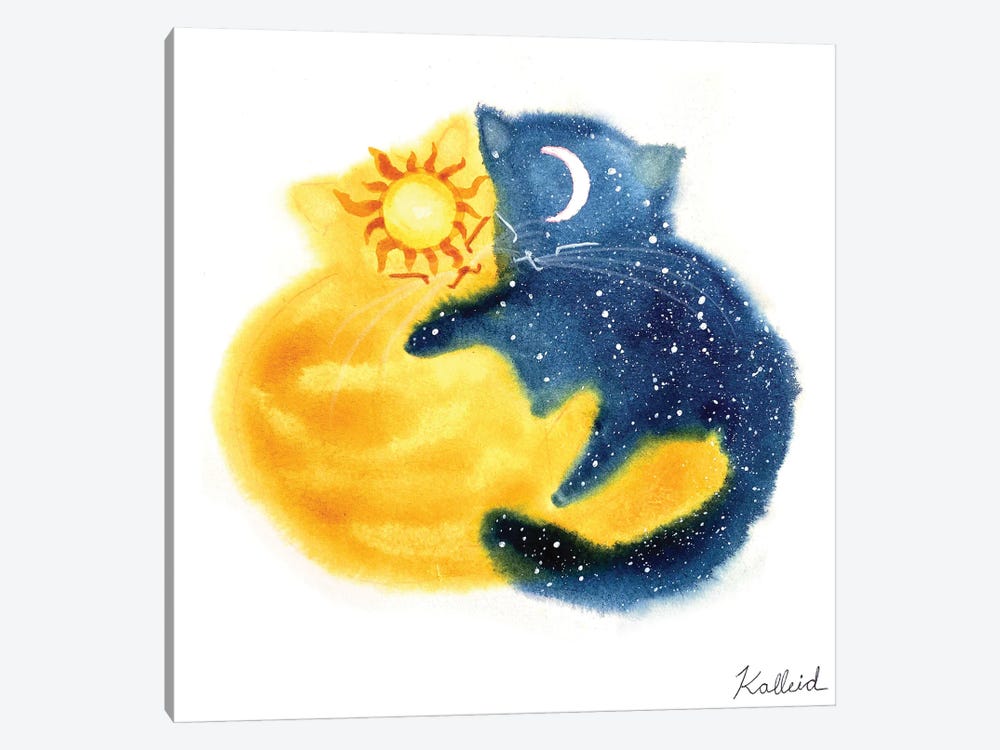 Sun Moon Kitties by Kalleidoscape Design 1-piece Canvas Art