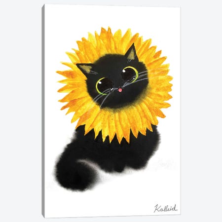 Sunflower Cat Canvas Print #KHK109} by Kalleidoscape Design Canvas Art Print