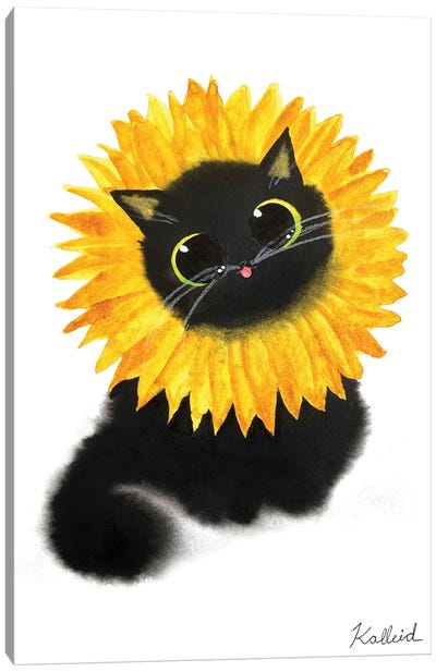 Sunflower Cat Canvas Art Print - Kalleidoscape Design