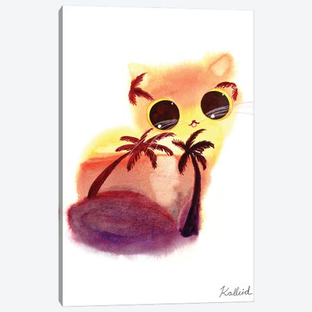 Sunset Island Cat Canvas Print #KHK110} by Kalleidoscape Design Canvas Artwork