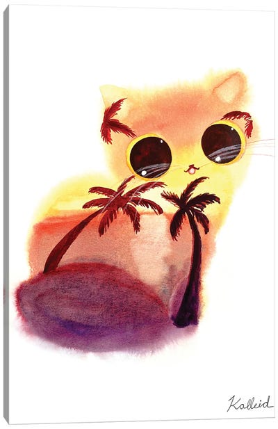 Sunset Island Cat Canvas Art Print - Kalleidoscape Design