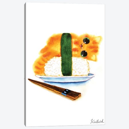 Sushi Orange Cat Canvas Print #KHK112} by Kalleidoscape Design Canvas Artwork