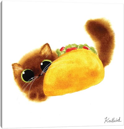 Taco Cat Canvas Art Print - Mexican Cuisine Art