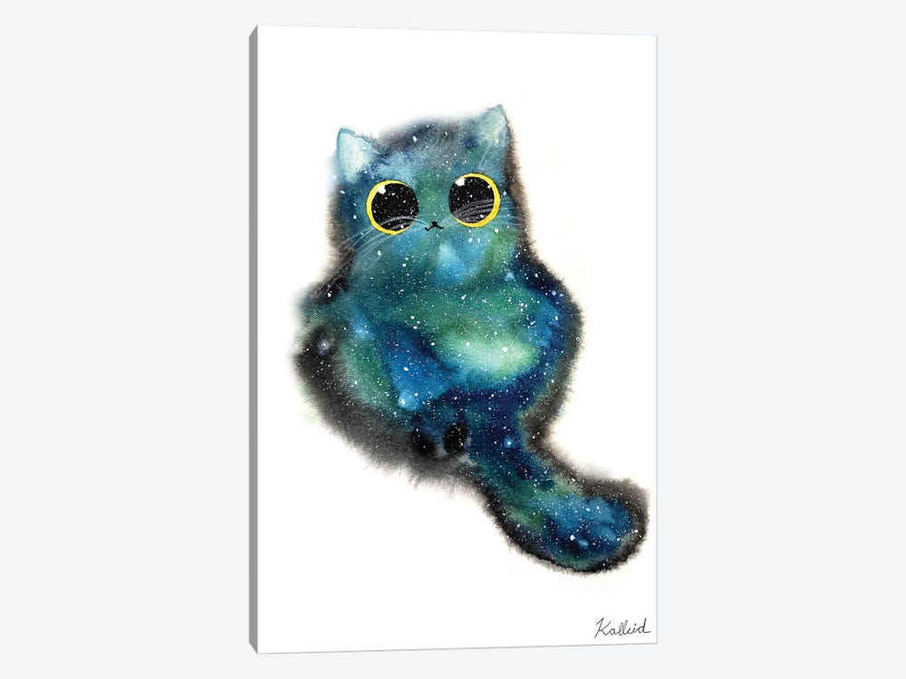Teal Galaxy Cat by Kalleidoscape Design 1-piece Canvas Art Print