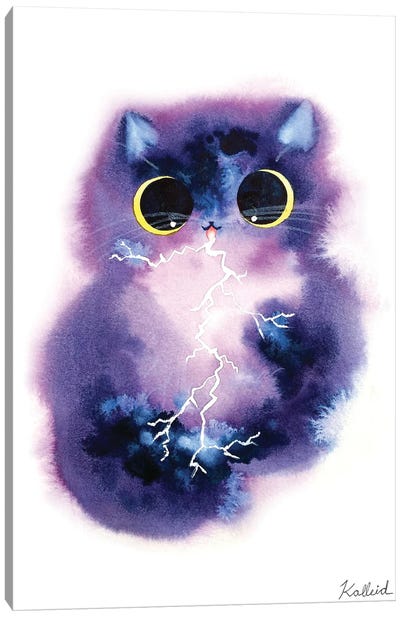 Thunderstorm Cat Canvas Art Print - Lightning