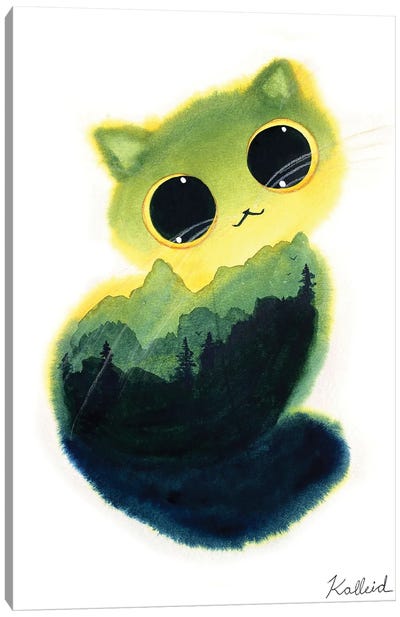 Twilight Mountain Cat Canvas Art Print - Friendly Mythical Creatures