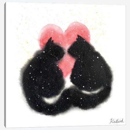 Two Love Cats Canvas Print #KHK124} by Kalleidoscape Design Canvas Wall Art