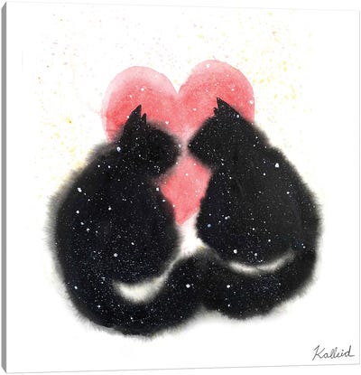 Two Love Cats Canvas Art Print - Kalleidoscape Design