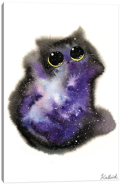Void Galaxy Cat Canvas Art Print - Friendly Mythical Creatures