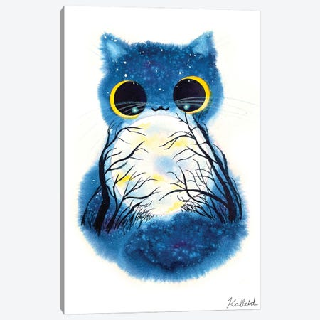 Wooded Moon Cat Canvas Print #KHK128} by Kalleidoscape Design Canvas Print