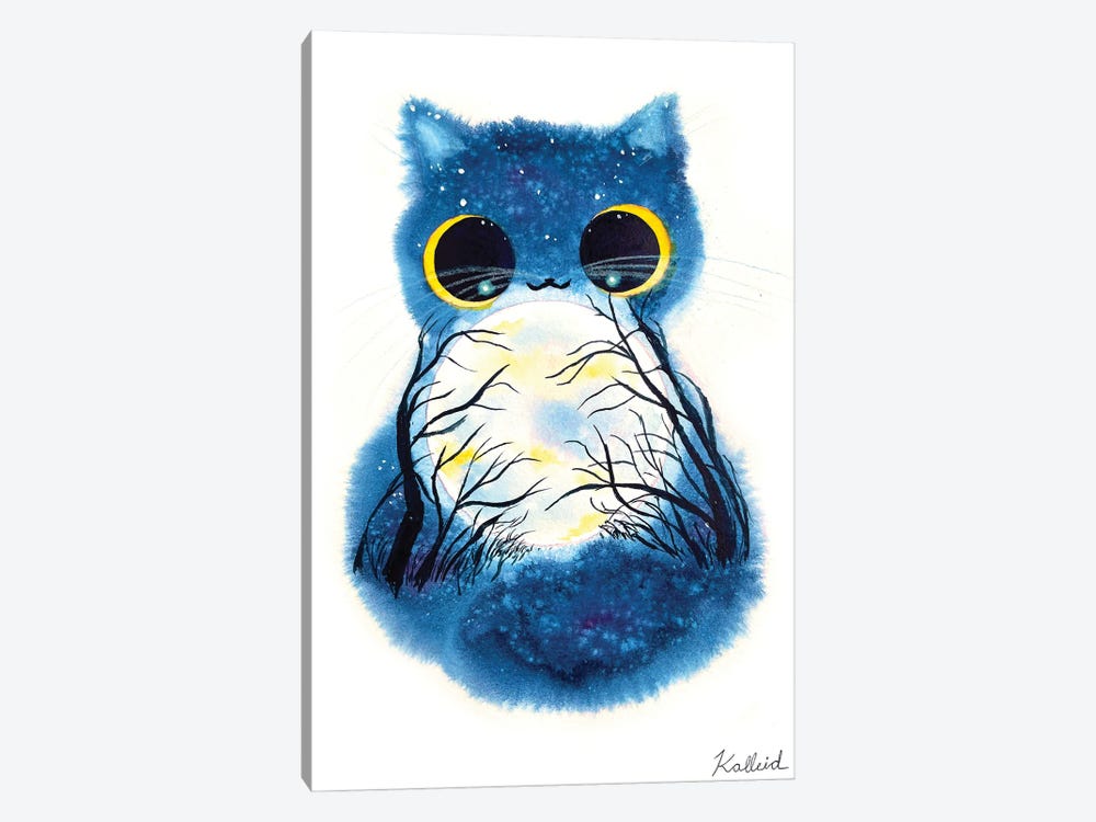 Wooded Moon Cat by Kalleidoscape Design 1-piece Canvas Artwork