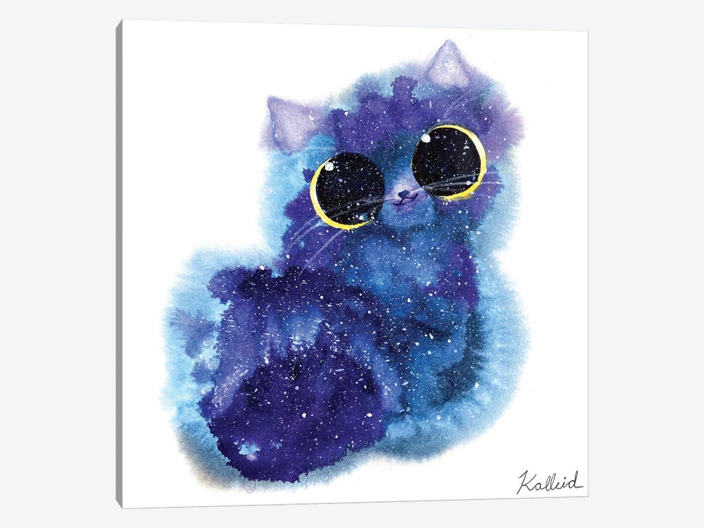 Blue Galaxy Cat by Kalleidoscape Design 1-piece Art Print