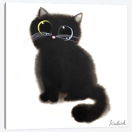 Blue Green Black Kitty Canvas Print #KHK13} by Kalleidoscape Design Canvas Print