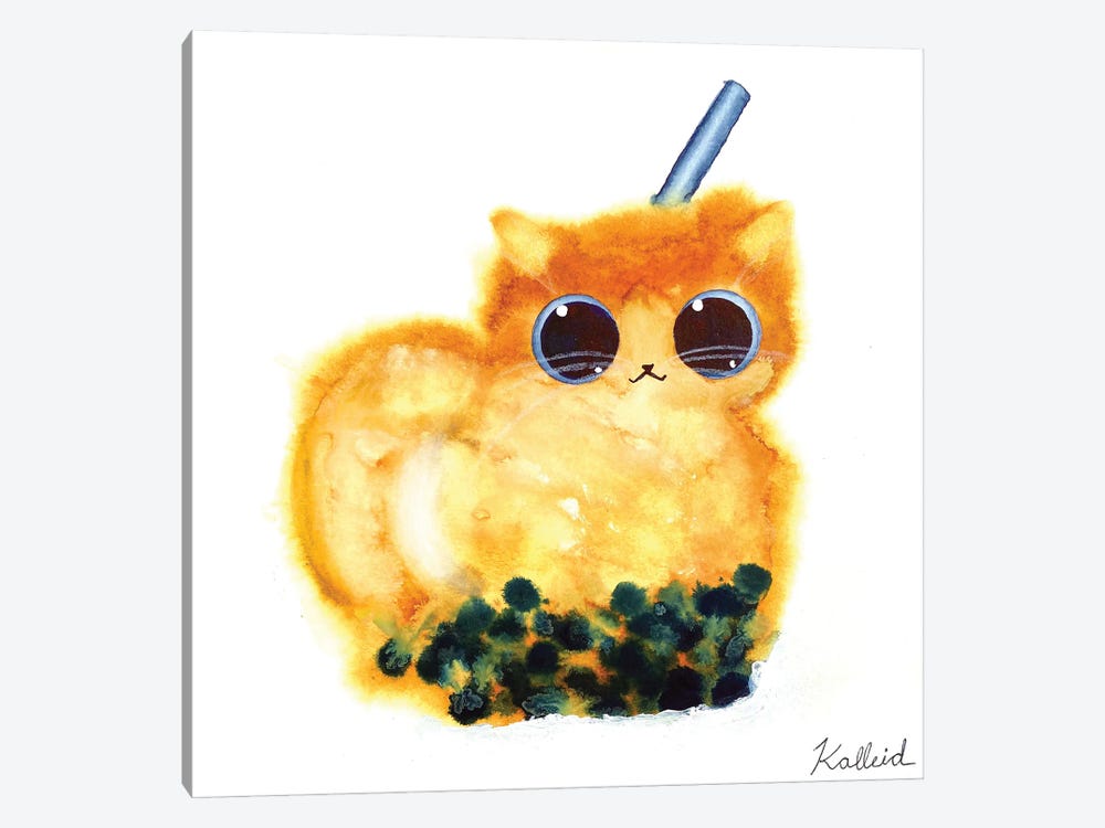 Bubble Tea Cat by Kalleidoscape Design 1-piece Canvas Artwork