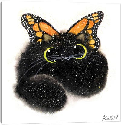 Butterfly Cat Canvas Art Print - Monarch Metamorphosis