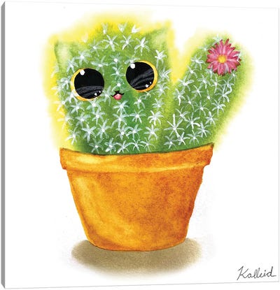 Cactus Cat Canvas Art Print - Kalleidoscape Design