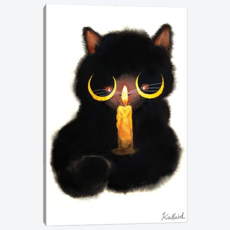 Candle Cat Canvas Print #KHK21} by Kalleidoscape Design Canvas Wall Art