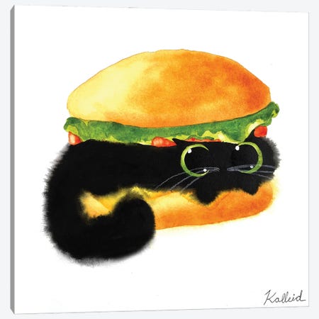 Cat Burger Canvas Print #KHK22} by Kalleidoscape Design Canvas Art