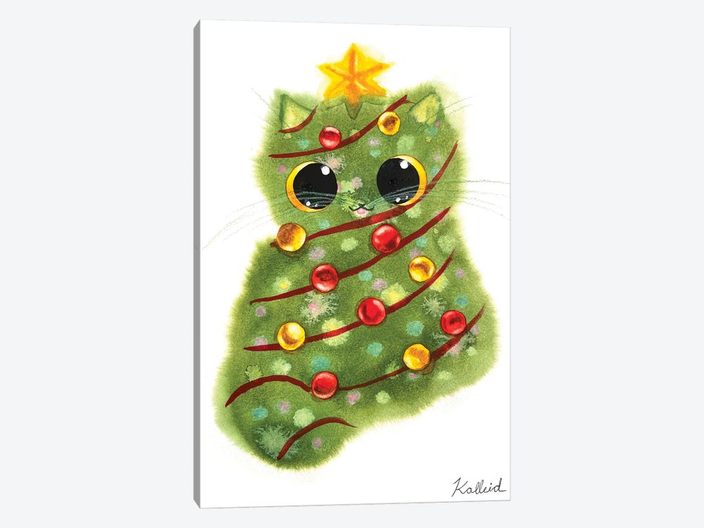 Christmas Tree Cat by Kalleidoscape Design 1-piece Canvas Art Print
