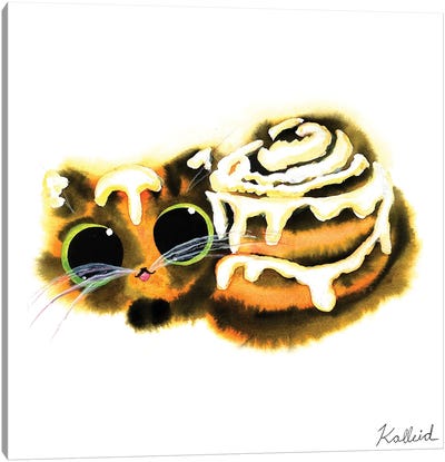 Cinnamon Roll Cat Canvas Art Print - Kalleidoscape Design
