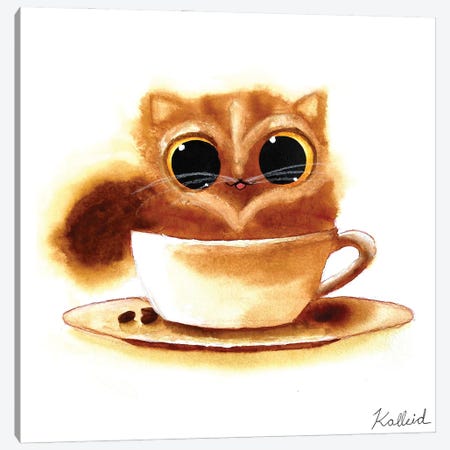Coffee Cat Canvas Print #KHK33} by Kalleidoscape Design Canvas Print