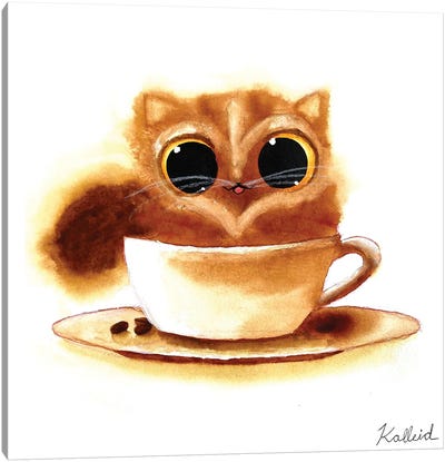 Coffee Cat Canvas Art Print - Kalleidoscape Design