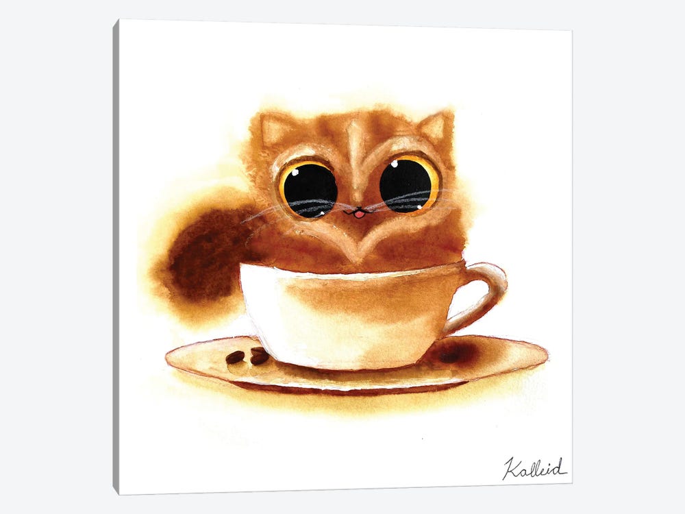 Coffee Cat by Kalleidoscape Design 1-piece Canvas Artwork