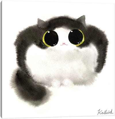 Cow Cat Loaf Canvas Art Print - Tuxedo Cat Art