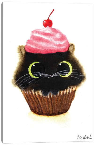 Cupcake Cat Canvas Art Print - Friendly Mythical Creatures