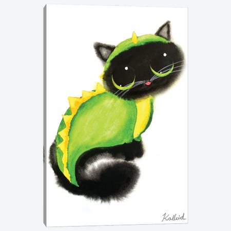 Dino Cat Canvas Print #KHK37} by Kalleidoscape Design Canvas Artwork