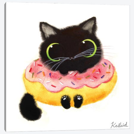 Donut Cat Canvas Print #KHK38} by Kalleidoscape Design Canvas Print