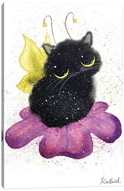 Fairy Cat Canvas Art Print - Friendly Mythical Creatures
