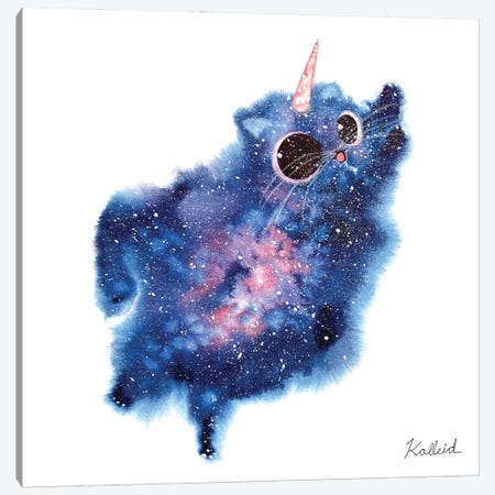 Galaxy Unicorn Cat Canvas Print #KHK47} by Kalleidoscape Design Art Print