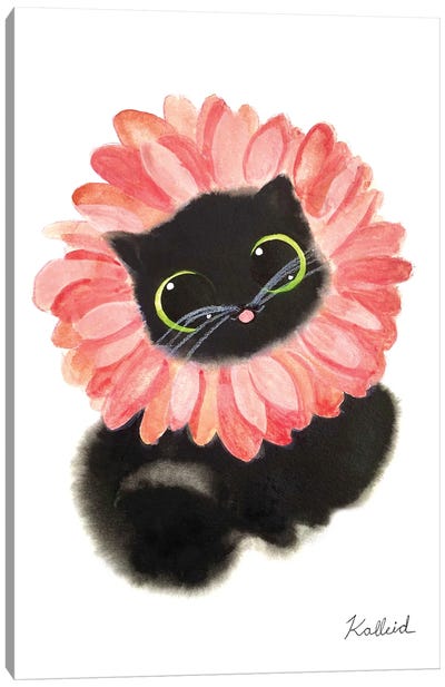 Gerbera Daisy Cat Canvas Art Print
