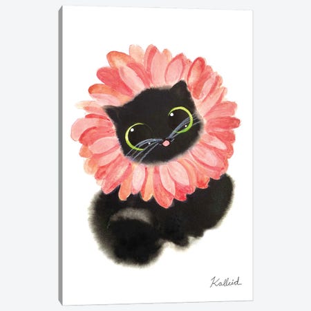 Gerbera Daisy Cat Canvas Print #KHK48} by Kalleidoscape Design Canvas Artwork