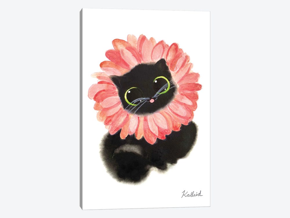 Gerbera Daisy Cat by Kalleidoscape Design 1-piece Canvas Art