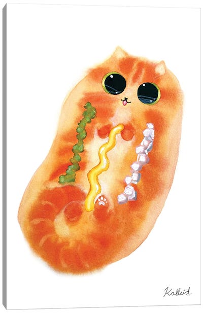 Hot Dog Cat Canvas Art Print - Kalleidoscape Design