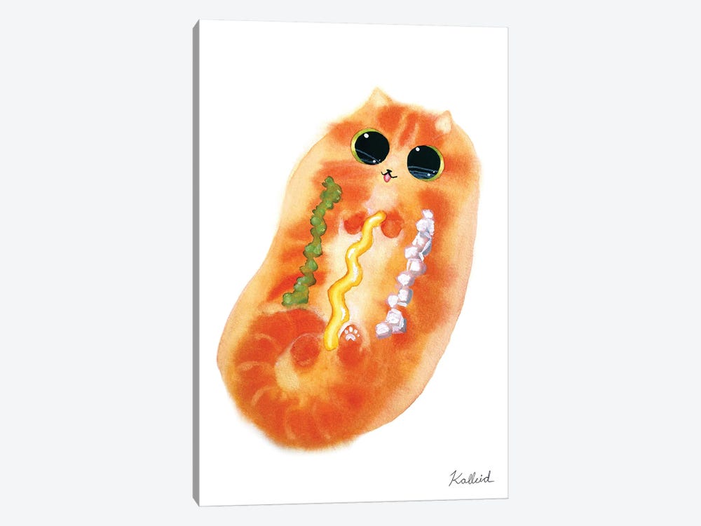 Hot Dog Cat by Kalleidoscape Design 1-piece Canvas Print