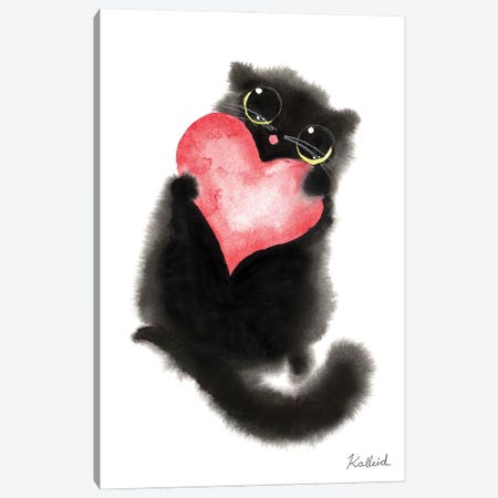 I Heart Cat Canvas Print #KHK59} by Kalleidoscape Design Canvas Art Print