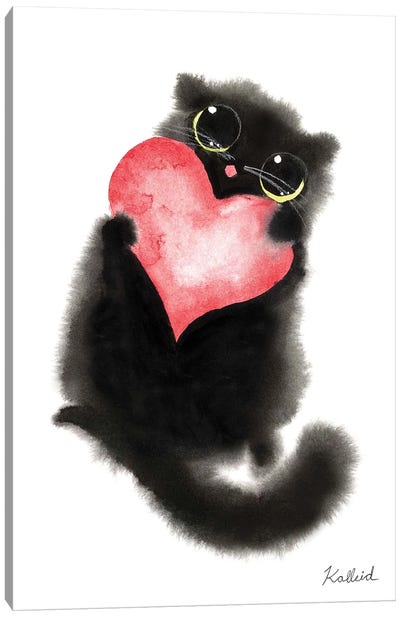 I Heart Cat Canvas Art Print - Kalleidoscape Design