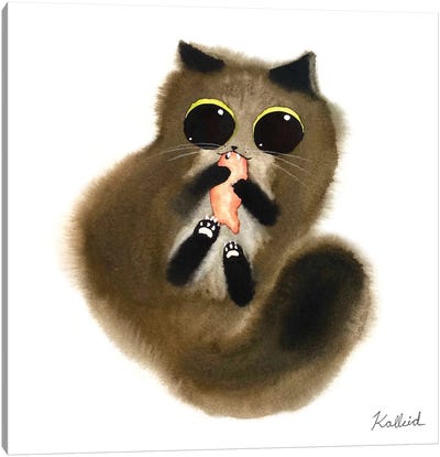 Kicky Cat Canvas Art Print - Kalleidoscape Design