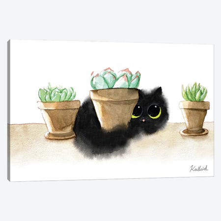 Kitty Pot Canvas Print #KHK63} by Kalleidoscape Design Canvas Art